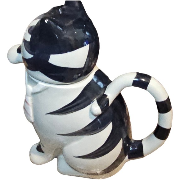 Vintage 80's Takahashi Tom Cat Wearing A Necktie 7" Teapot - Picture 4 of 7